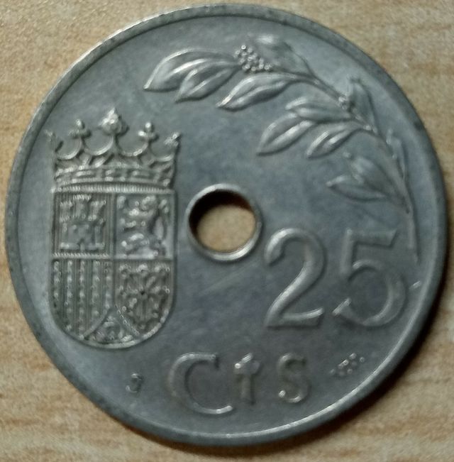 Moneda 25 céntimos peseta 1937