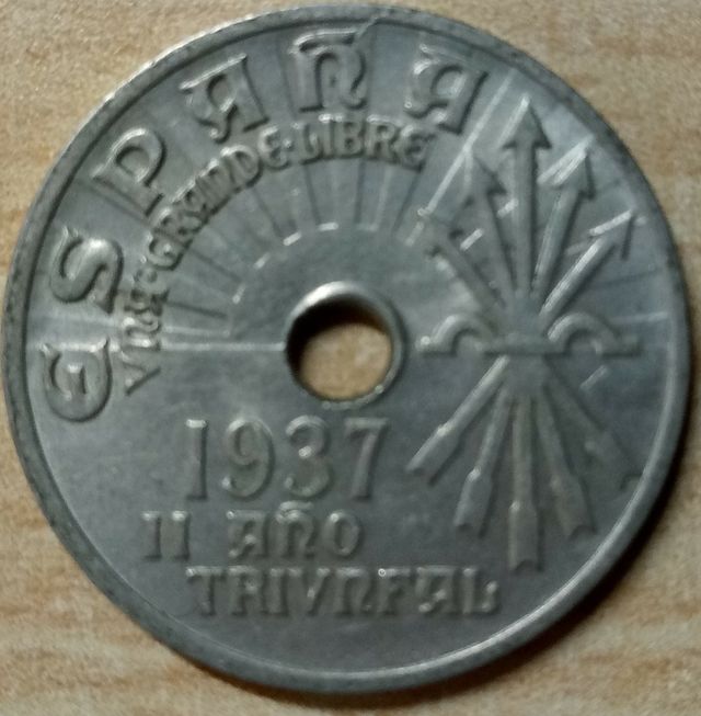 Moneda 25 céntimos peseta 1937