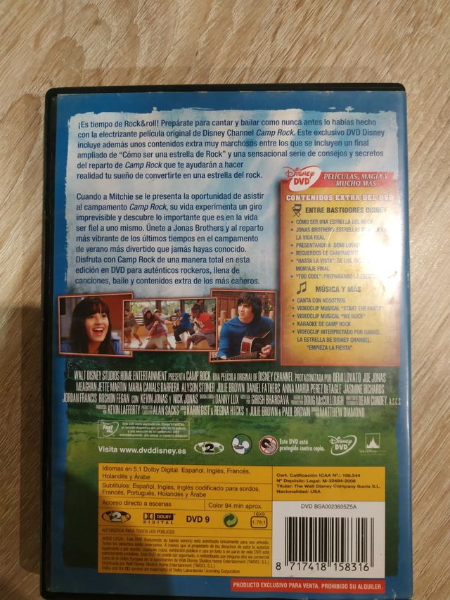 CAMP ROCK. DVD. Película. Disney