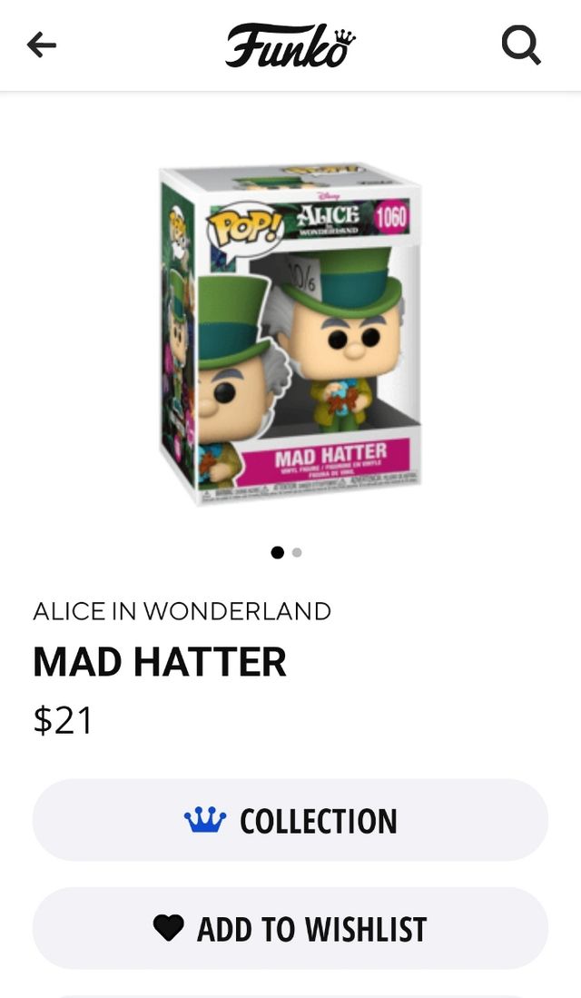 Funko Pop Sombrerero Mad Hatter 1060 Alicia