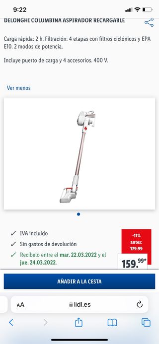 Escoba aspiradora NUEVA DeLonghi de segunda mano por 75 EUR en Madrid en  WALLAPOP