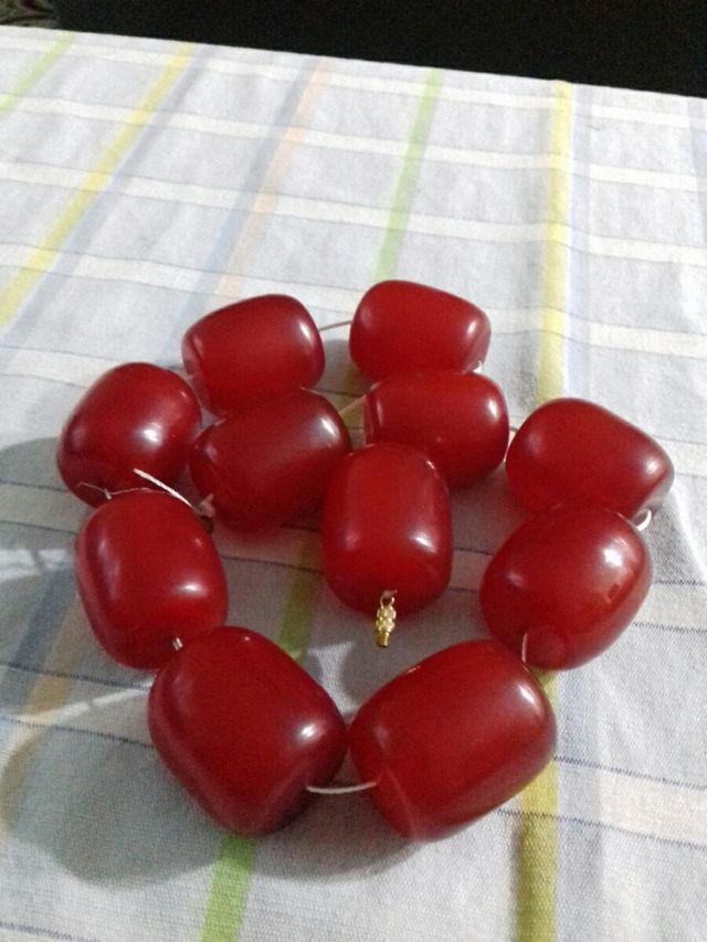 AMBAR CEREZO ART DECO CUENTAS GRANDES ANTIGUO