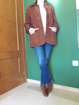 Abrigo chaquetón piel de ante CORTEFIEL señora.T44 de segunda mano por 60  EUR en Mijas en WALLAPOP