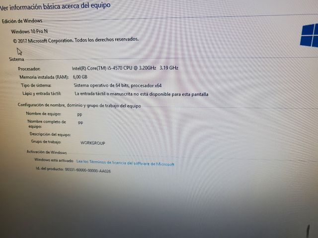 ordenador hp i5 6g w10, 500g disco