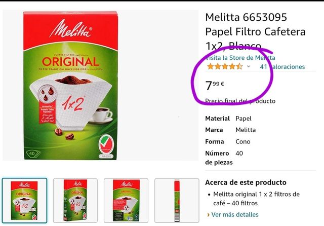 2 Filtros permanentes y 40 desechables cafetera