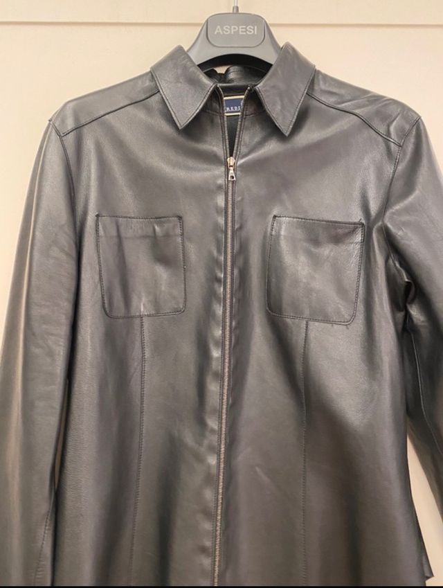 Giacca camicia in vera pelle