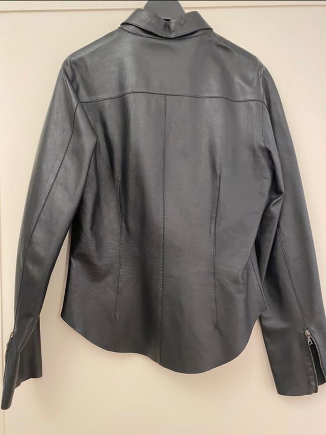 Giacca camicia in vera pelle