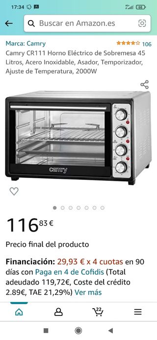 Horno sobremesa.nuevo. de segunda mano por 45 EUR en Benissa en WALLAPOP