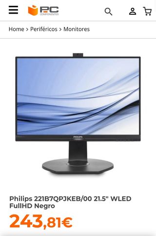 Philips Monitor LCD 242b1h Full HD Con Webcam | Compra Online PS4, PS5,  Nintendo Switch, Funko, Sillas Gamer, pc gamer, audifonos, teclados, laptop  gamer y más - PHANTOM