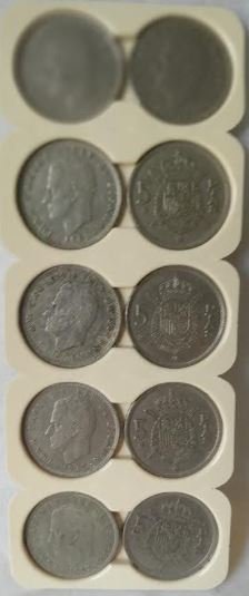 10 MONEDAS DE  5 PESETAS AÑO 1975