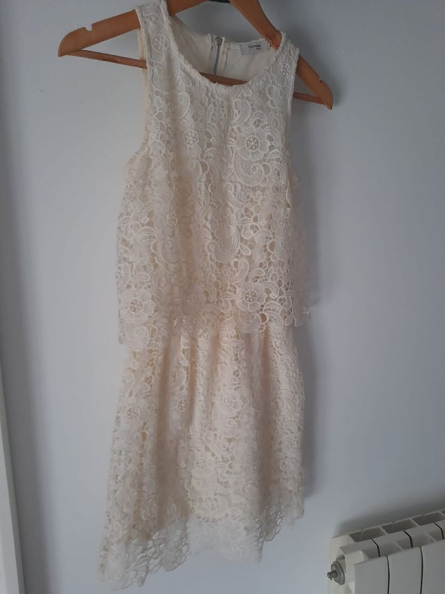 Vestido Blanco Fórmula Joven de Encaje Talla S