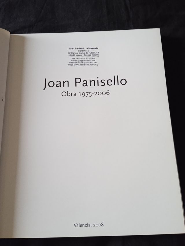 Libro "Joan Panisello, Obra 1975-2006", Perfecto
