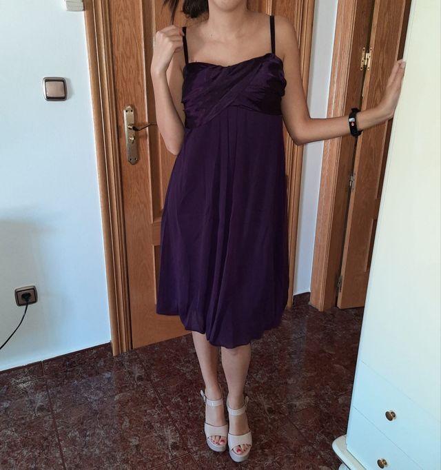Vestido tirantes color Berenjena Talla M.