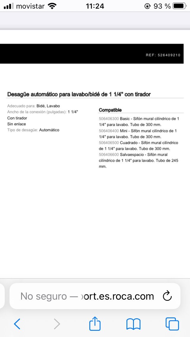 Válvula desagüe automático lavabo Roca A526409210