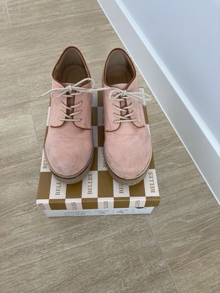 Zapatos mujer,rosa palo, plataforma, cordones. de segunda mano por 5 EUR en  Colonia Covibar en WALLAPOP