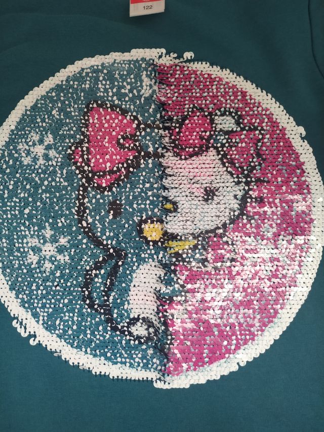 Felpa Hello Kitty con paillettes che cambiano disegno
