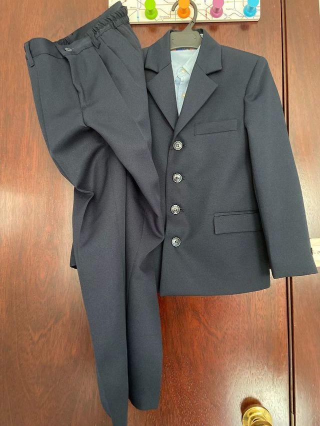 Traje de niño de algodón en azul marino