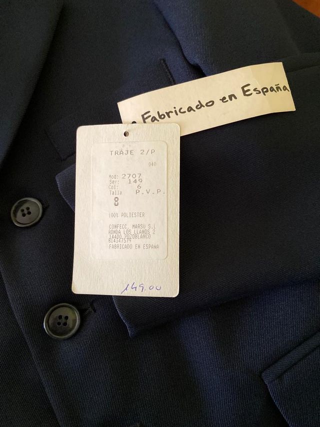 Traje de niño de algodón en azul marino