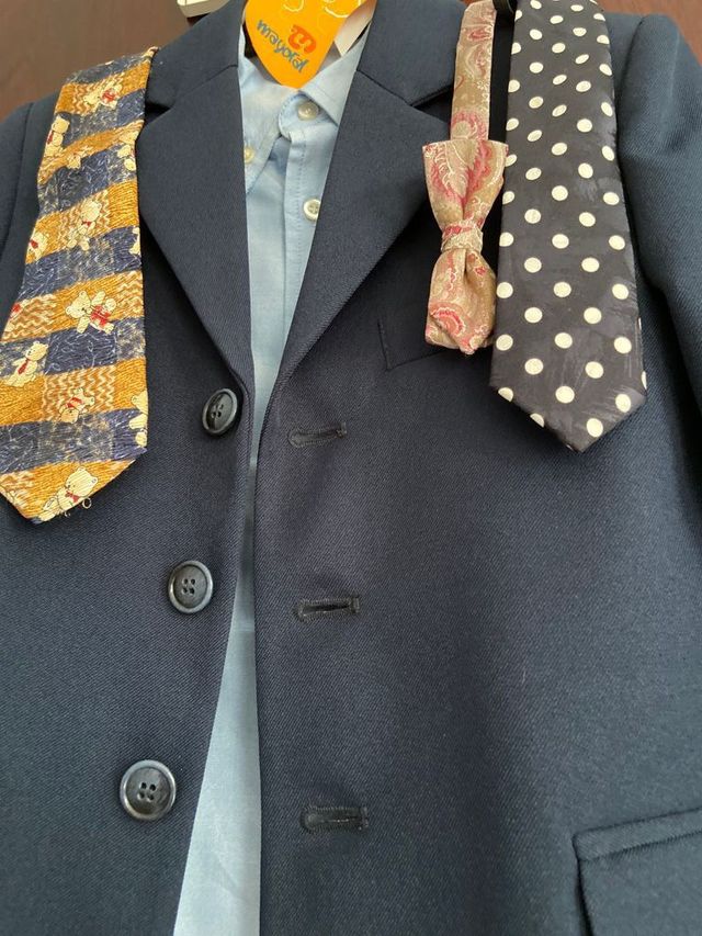 Traje de niño de algodón en azul marino