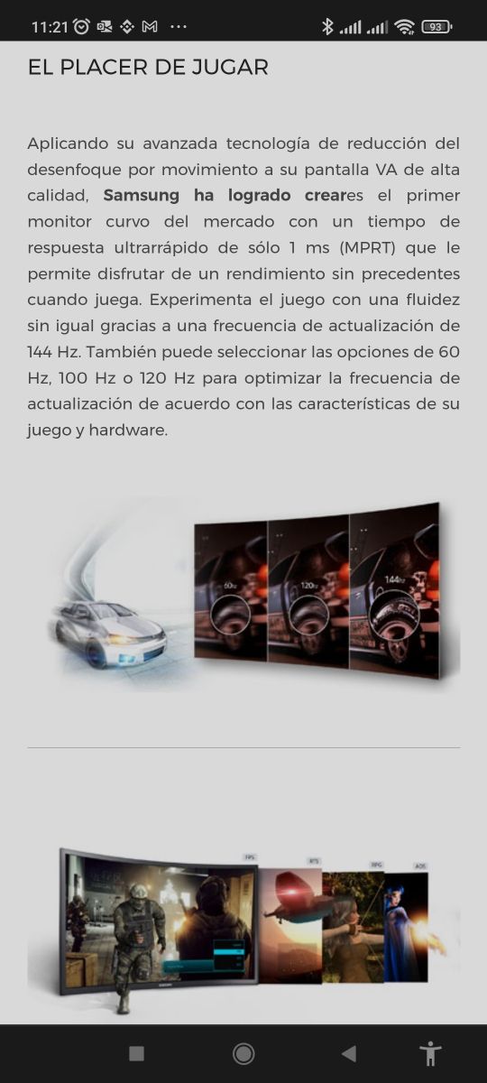 monitor curvo 27" Samsung C27FG70FQU