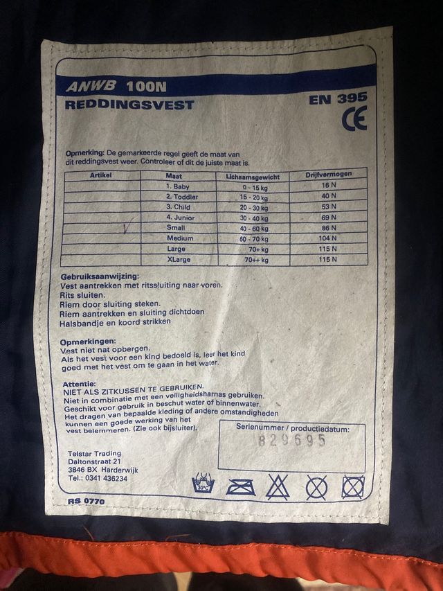 Giubbotto di salvataggio approvato