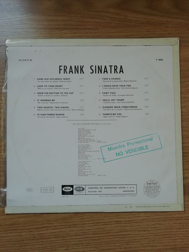 Vinilo LP Frank Sinatra Capitol Promocional
