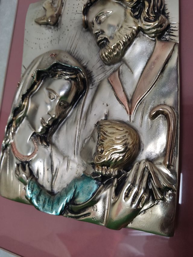 Escultura La Sagrada Familia en plata.