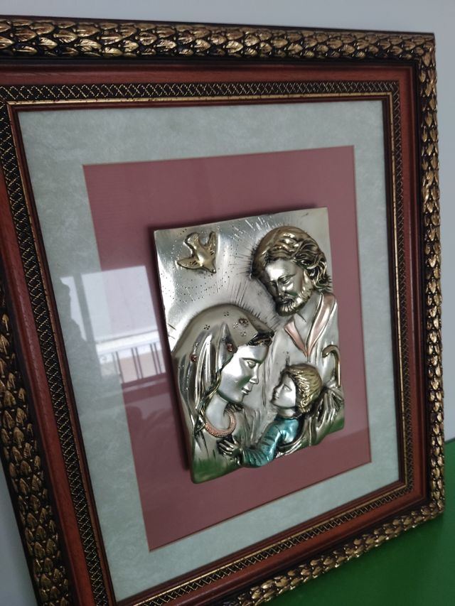 Escultura La Sagrada Familia en plata.