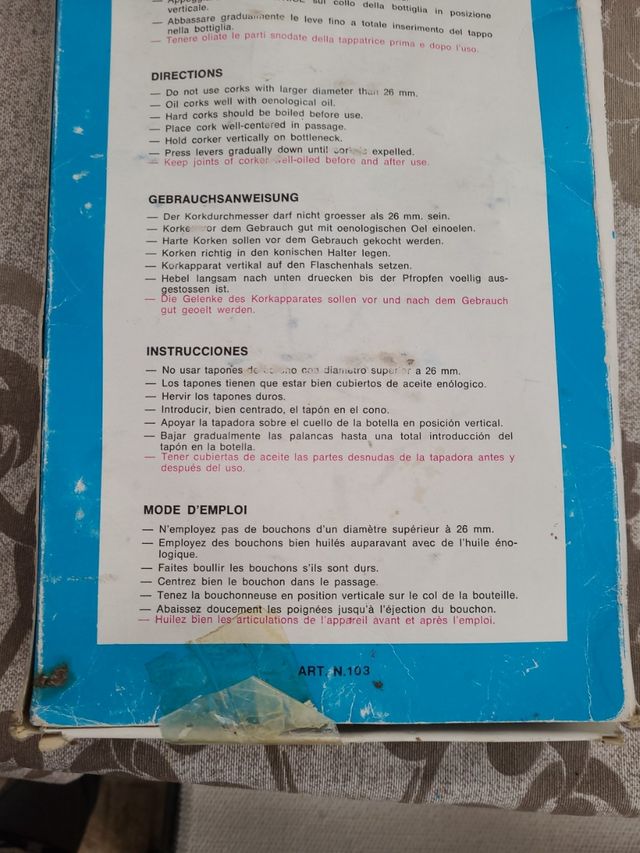 tapadora de tapones de corcho