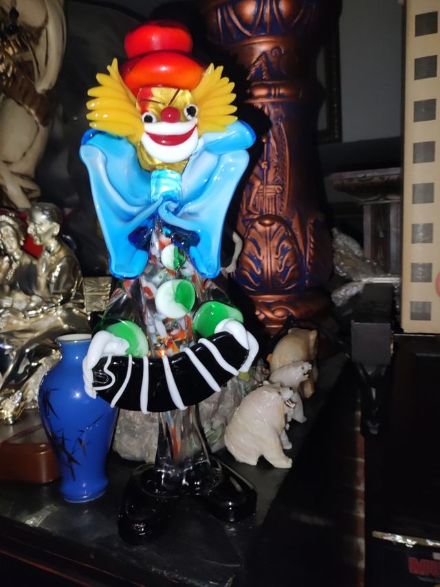 GRAN PAYASO MÚSICO EN CRISTAL DE MURANO SIGLO XX