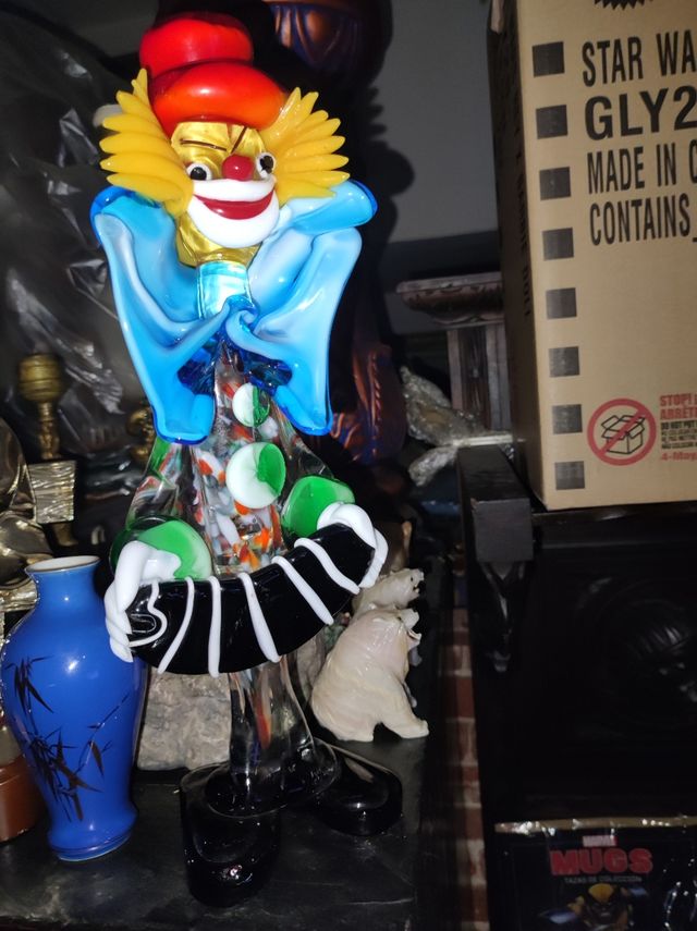 GRAN PAYASO MÚSICO EN CRISTAL DE MURANO SIGLO XX