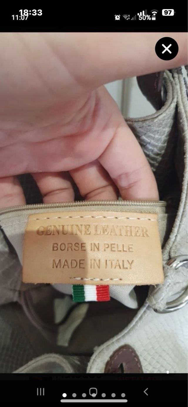 bolso piel, comprado en el corte