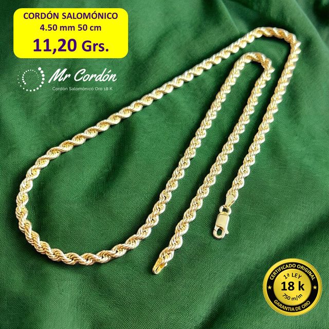 Collar Cordón Salomónico 4.50 mm 18 Kilates