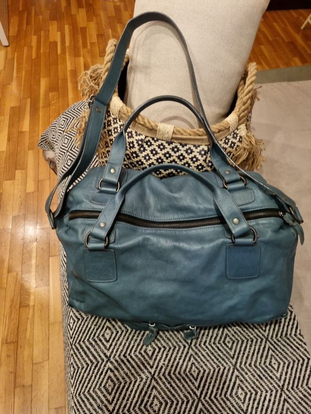 Bolso bandolera piel Azul Petróleo
