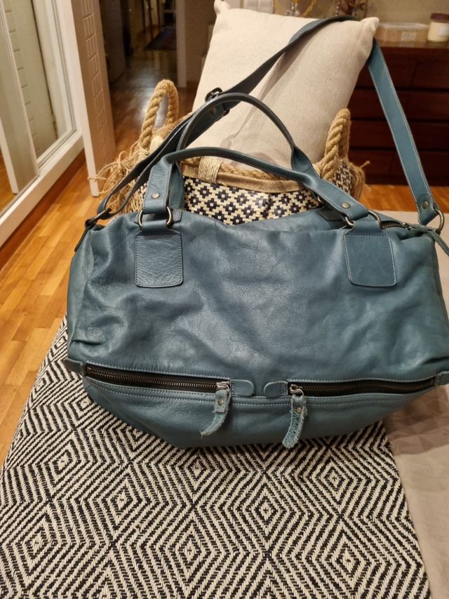Bolso bandolera piel Azul Petróleo