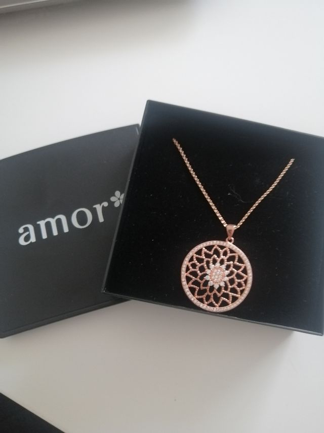 colgante y cadena de plata 925 chapado en oro rosa