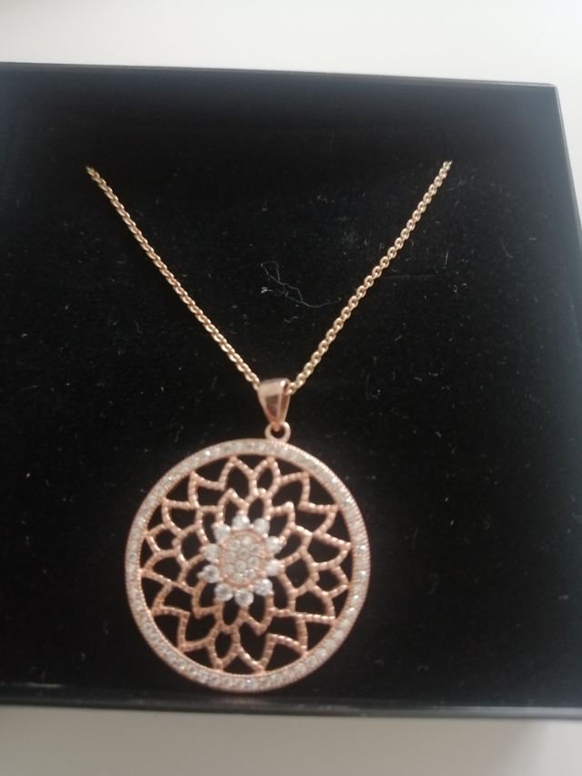 colgante y cadena de plata 925 chapado en oro rosa