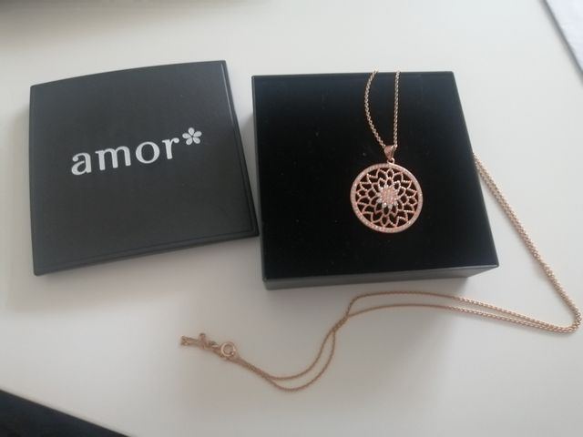 colgante y cadena de plata 925 chapado en oro rosa