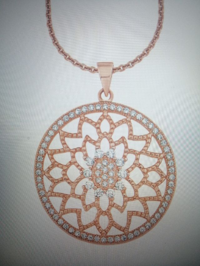 colgante y cadena de plata 925 chapado en oro rosa