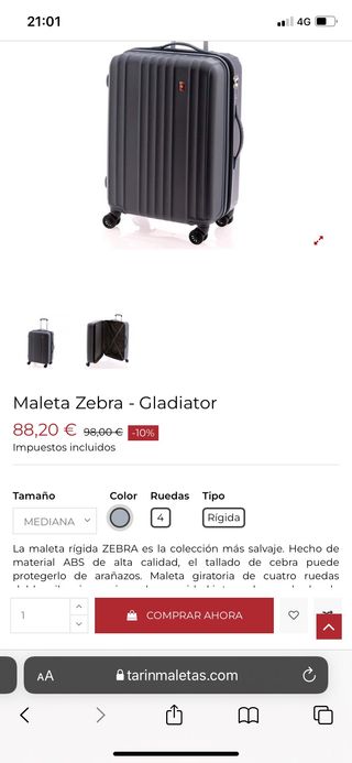 Maleta Gladiator Zebra de segunda mano por 60 EUR en Valladolid en WALLAPOP