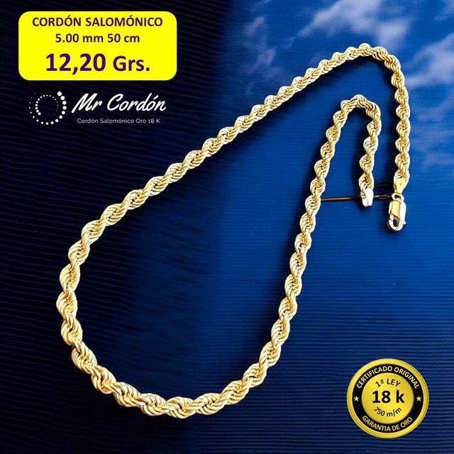 Collar Cordón Salomónico 5.00 mm Oro 18 Kilates