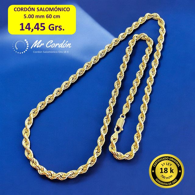 Collar Cordón Salomónico 5.00 mm Oro 18 Kilates