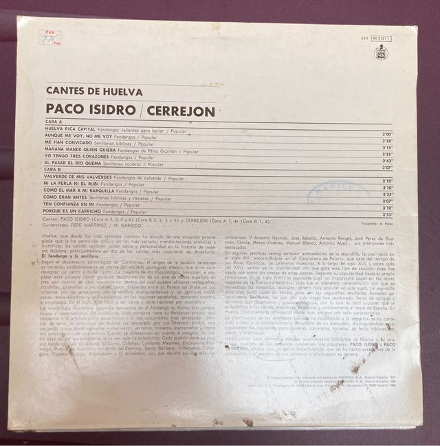 "cantes de Huelva" Paco Isidro