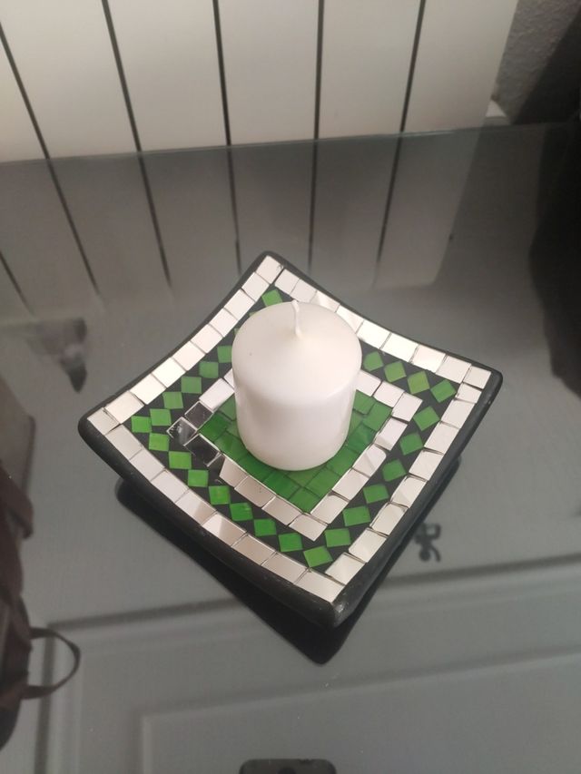 Plato cuadrado decoración mosaico cristales