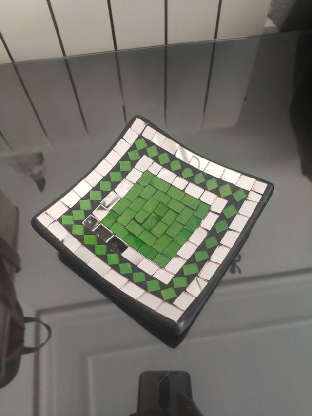 Plato cuadrado decoración mosaico cristales