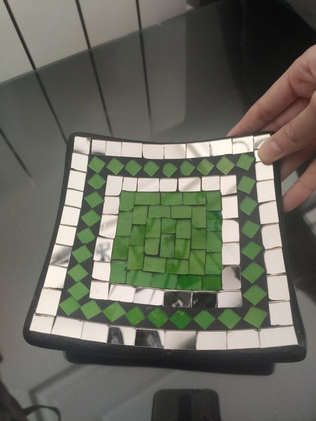 Plato cuadrado decoración mosaico cristales