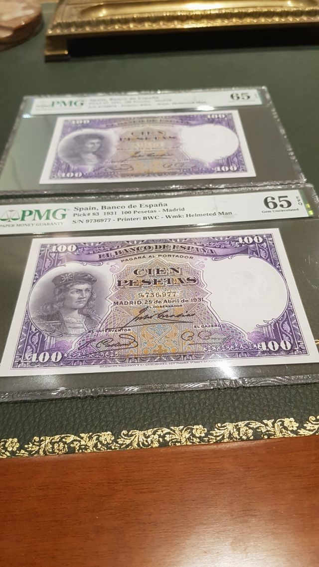 Pareja 100 pesetas 1931. 65/65 PMG.