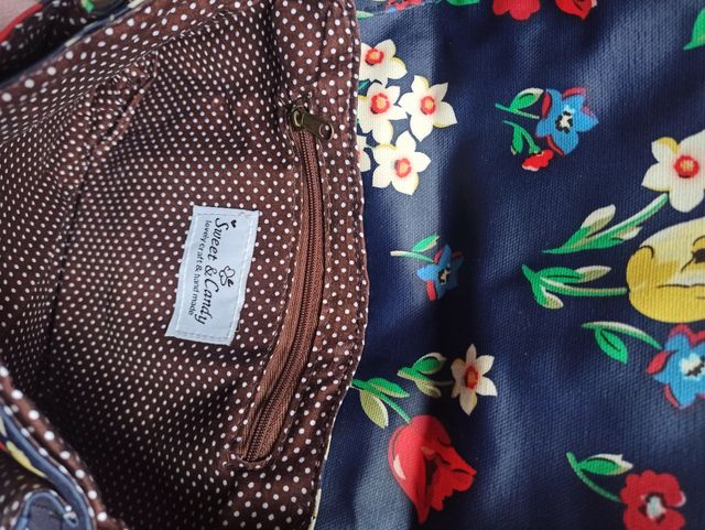 Bolso azul de flores