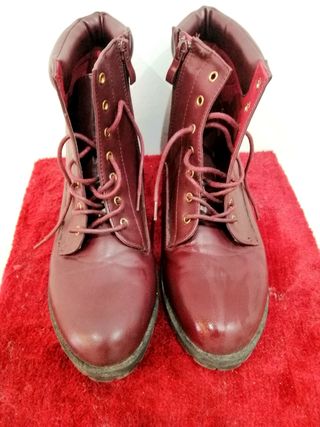 Bota militar mujer burdeos con plataforma - De Rosas Zapatos