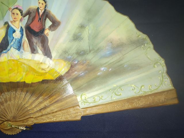 Abanico Grande madera pintado a mano 1982 "Goya"